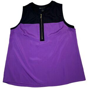 Lane Bryant Women's Purple & Black Shirt Size 18 Blouse Lightweight Tank Top Zip